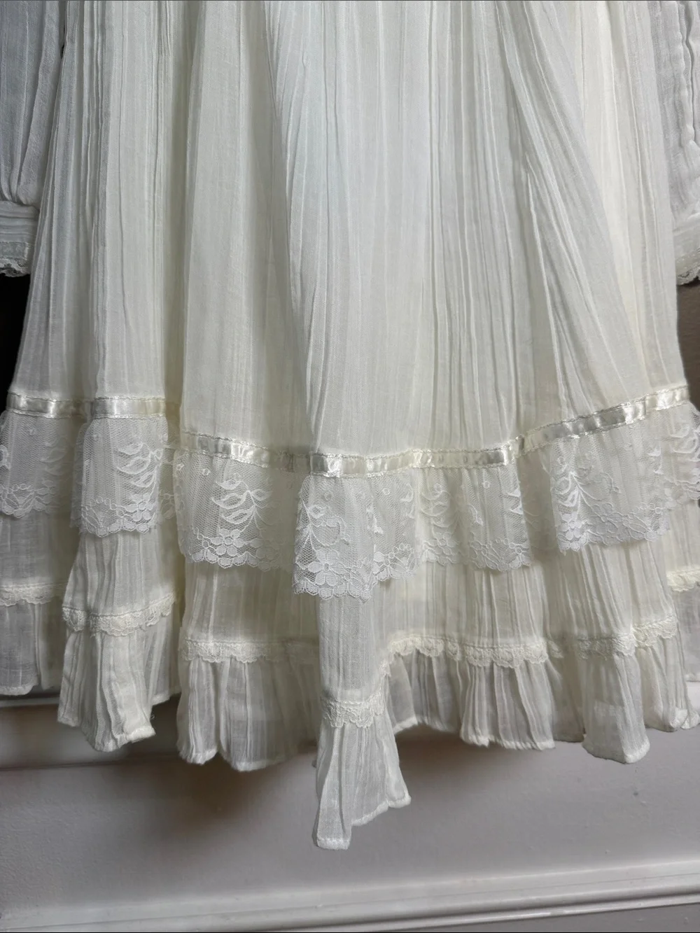 Vintage Gunne Sax‎ Girls 7 Prairie Lace Victorian Ivory Dress
